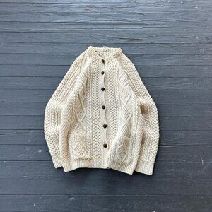 100% Wool – Cable Knit Button-Up Sweater